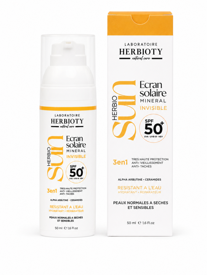 HERBIO SUN SPF50+ INVISIBLE – PEAUX NORMALES À SÈCHES – 50 ML