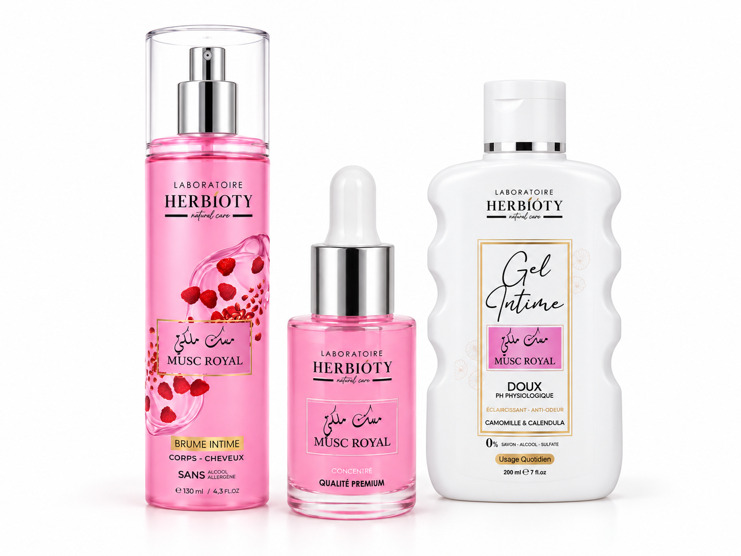 PACK MUSC ROYAL – GEL INTIME, BRUME INTIME & MUSC CONCENTRÉ