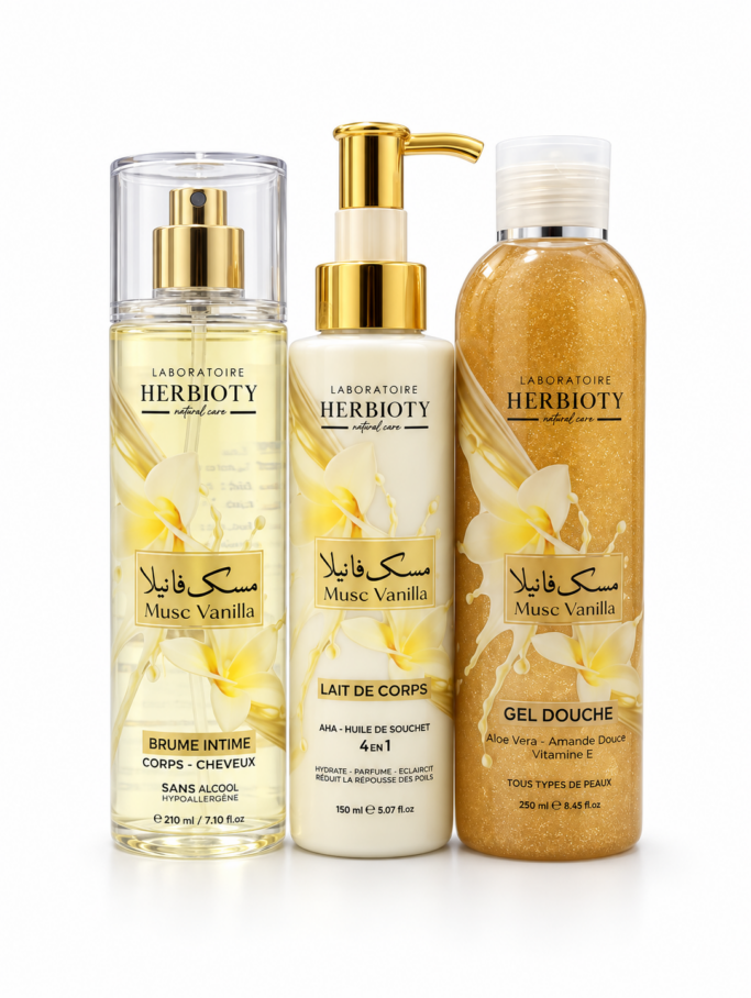 COFFRET MUSC VANILLE – GEL DOUCHE, LAIT DE CORPS & BRUME