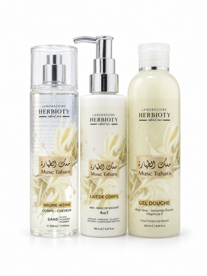 COFFRET MUSC TAHARA – GEL DOUCHE, LAIT DE CORPS & BRUME